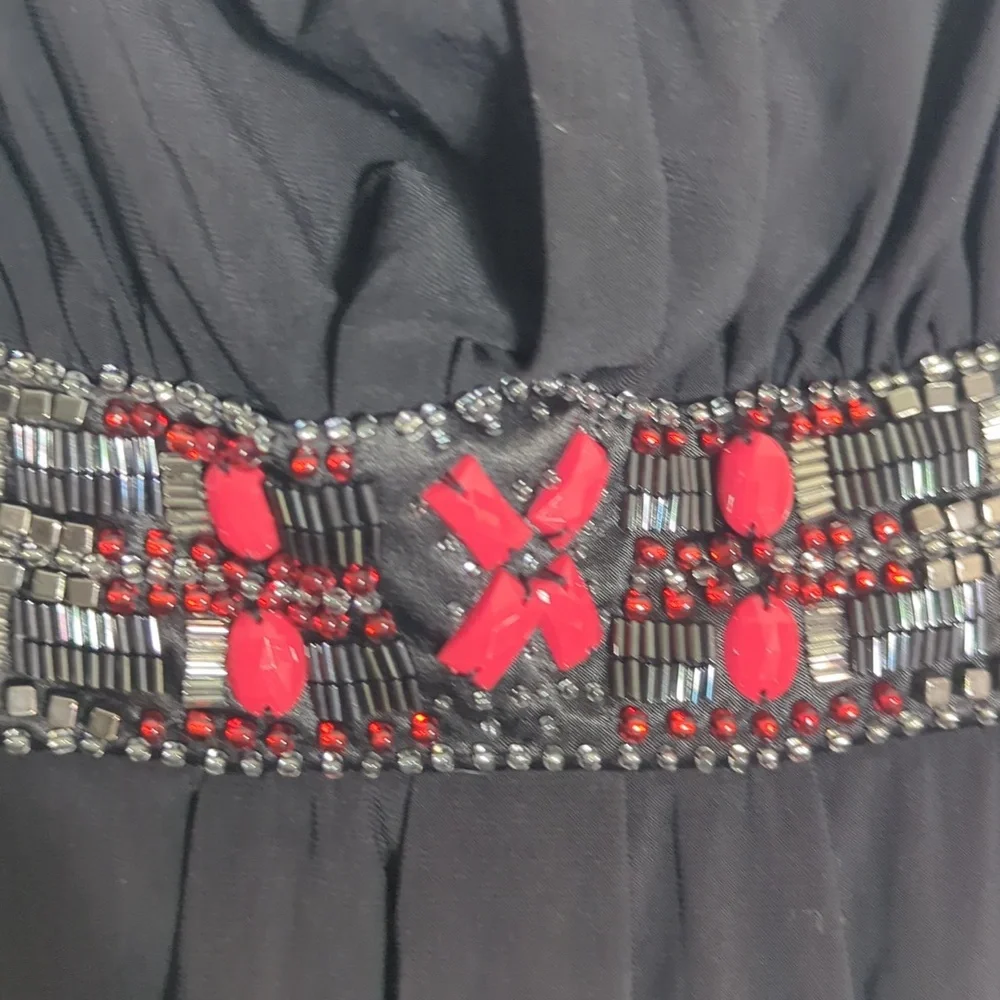 White House Black Market Womens Dress Strapless Jersey Beads Christmas Holiday 6